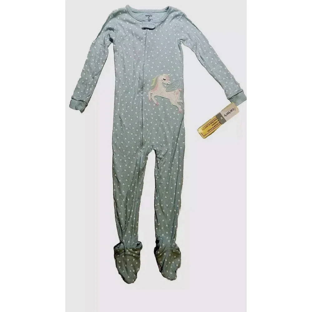 Carter's NEW - Unicorn Cotton Pajama PJs 1 pc Toddler Girl's 4T Sleeper Footie